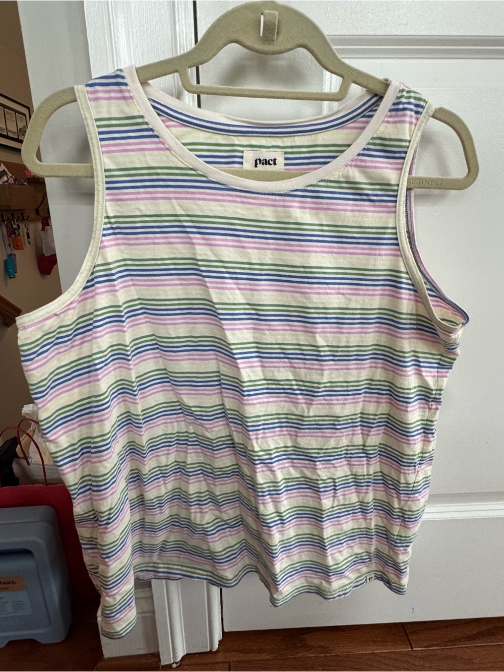 Pact Striped women’s Cotton Tank Top in Pastel Multi xL